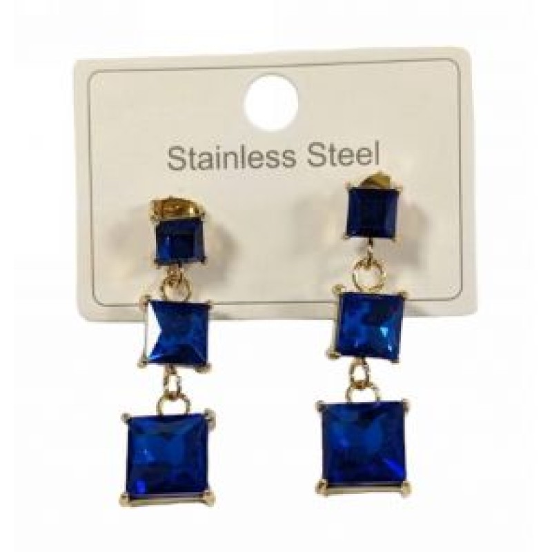 Kostibas 3013-631XB, Σκουλαρίκια, Ατσάλι, Χρυσό/Μπλε