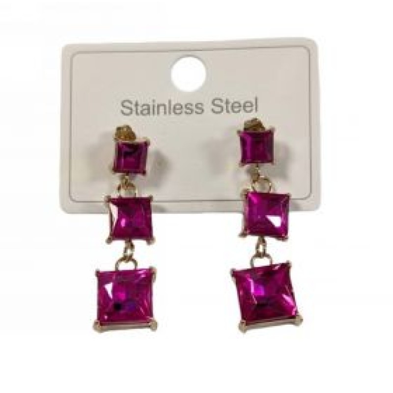 Kostibas 3013-631XF, Σκουλαρίκια, Ατσάλι, Χρυσό/Φούξια