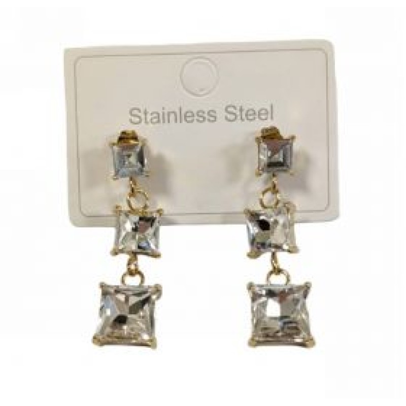 Kostibas 3013-631XL, Σκουλαρίκια, Ατσάλι, Χρυσό/Λευκό