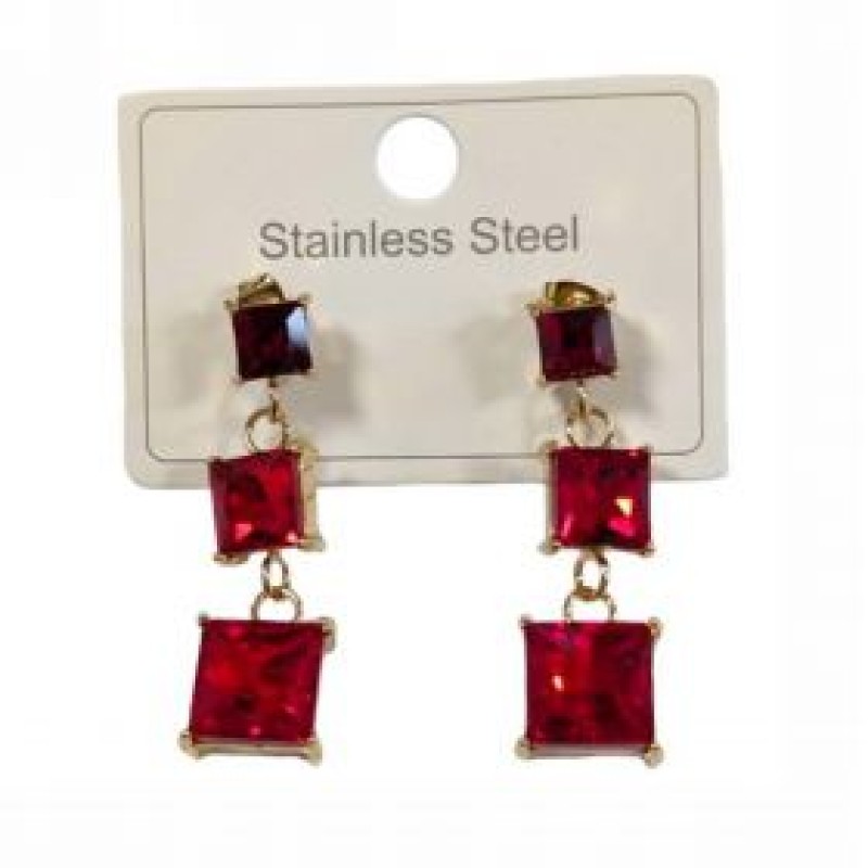 Kostibas 3013-631XU, Σκουλαρίκια, Ατσάλι, Χρυσό/Κόκκινο