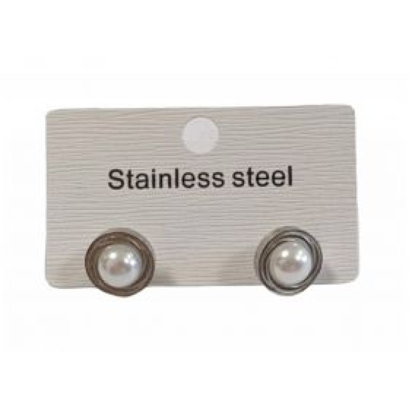 Kostibas 3013-681AP, Σκουλαρίκια, Ατσάλι, Ασημί/Λευκό