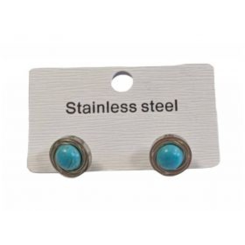 Kostibas 3013-681AT, Σκουλαρίκια, Ατσάλι, Ασημί/Τιρκουάζ