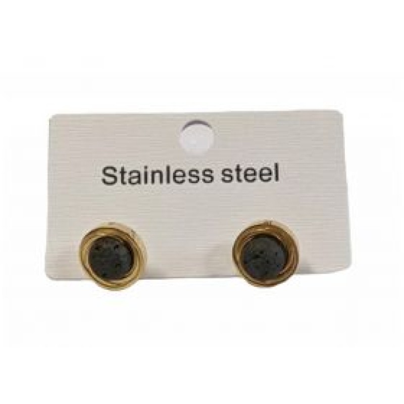 Kostibas 3013-681XA, Σκουλαρίκια, Ατσάλι, Χρυσό/Μαύρο