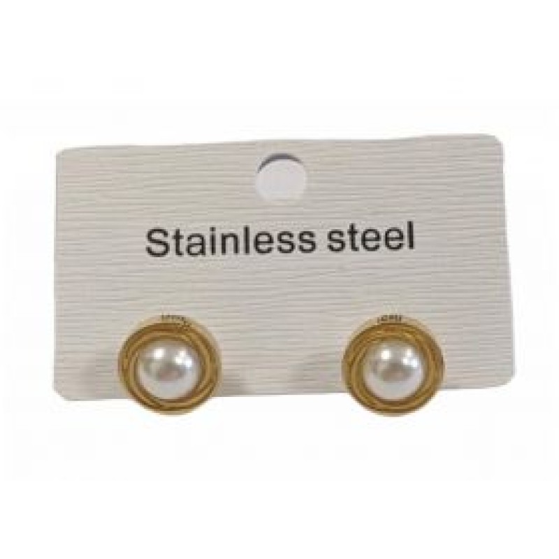 Kostibas 3013-681XP, Σκουλαρίκια, Ατσάλι, Χρυσό/Λευκό