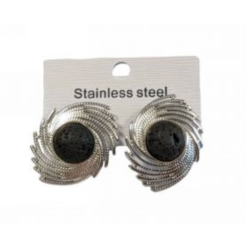 Kostibas 3013-690AA, Σκουλαρίκια, Ατσάλι, Ασημί/Μαύρο