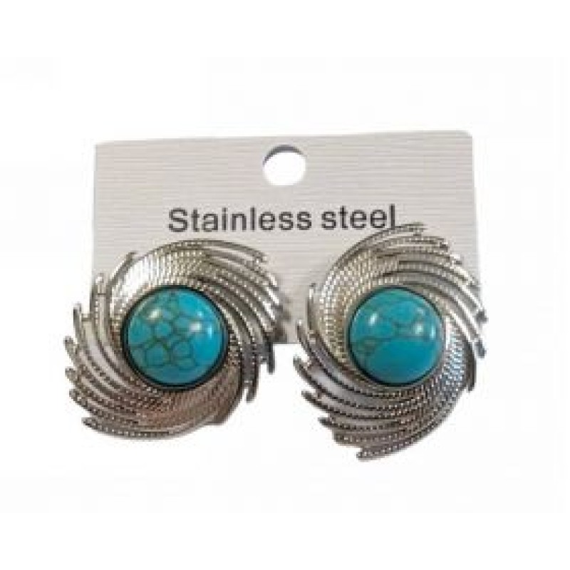 Kostibas 3013-690AD, Σκουλαρίκια, Ατσάλι, Ασημί/Τιρκουάζ