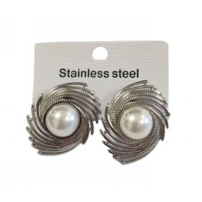 Kostibas 3013-690AP, Σκουλαρίκια, Ατσάλι, Ασημί/Λευκό