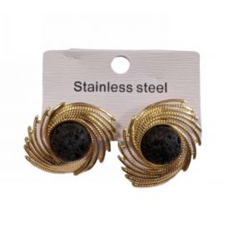 Kostibas 3013-690XA, Σκουλαρίκια, Ατσάλι, Χρυσό/Μαύρο