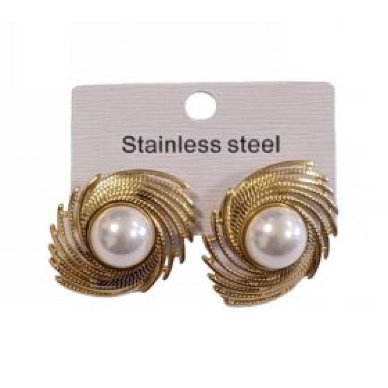 Kostibas 3013-690XP, Σκουλαρίκια, Ατσάλι, Χρυσό/Λευκό