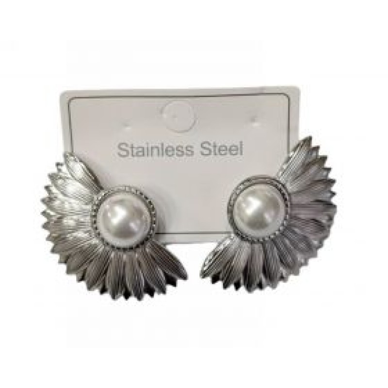 Kostibas 3013-707AP, Σκουλαρίκια, Ατσάλι, Ασημί/Λευκό