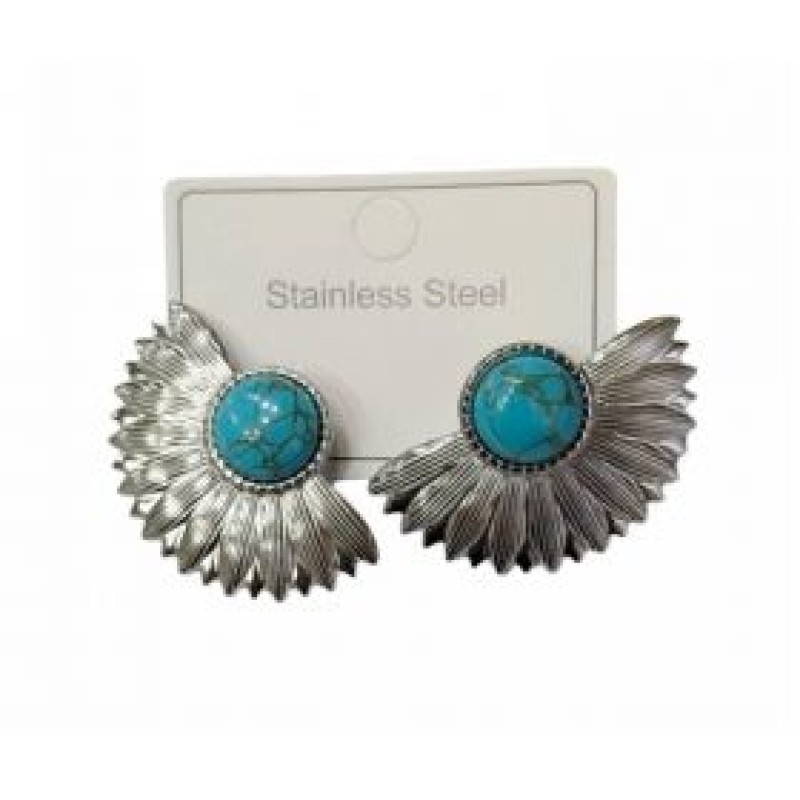 Kostibas 3013-707AT, Σκουλαρίκια, Ατσάλι, Ασημί/Τιρκουάζ