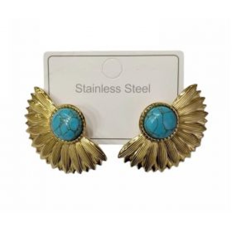 Kostibas 3013-707XT, Σκουλαρίκια, Ατσάλι, Χρυσό/Τιρκουάζ