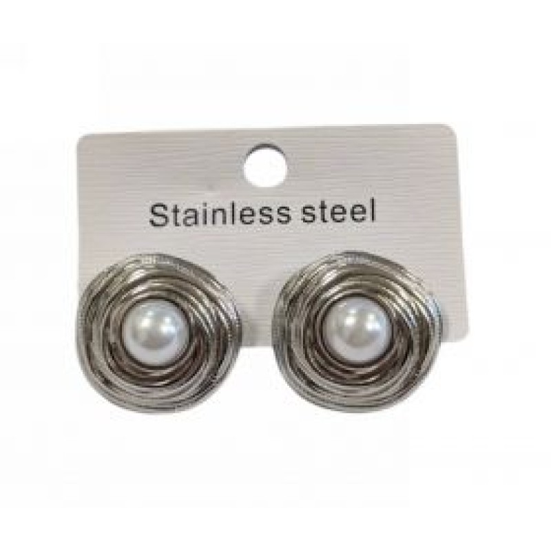 Kostibas 3013-708AP, Σκουλαρίκια, Ατσάλι, Ασημί/Λευκό