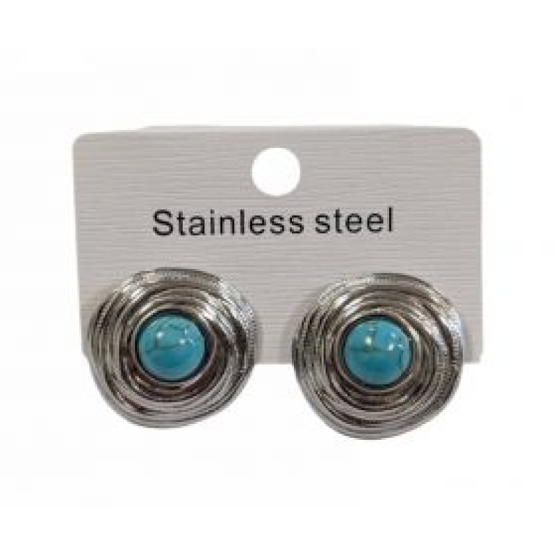 Kostibas 3013-708AT, Σκουλαρίκια, Ατσάλι, Ασημί/Τιρκουάζ