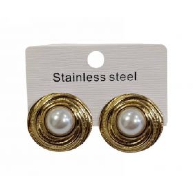 Kostibas 3013-708XP, Σκουλαρίκια, Ατσάλι, Χρυσό/Λευκό