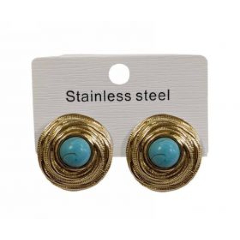 Kostibas 3013-708XT, Σκουλαρίκια, Ατσάλι, Χρυσό/Τιρκουάζ