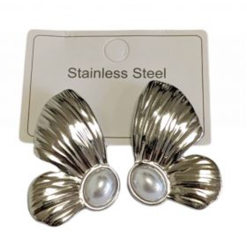 Kostibas 3013-709AP, Σκουλαρίκια, Ατσάλι, Ασημί/Λευκό