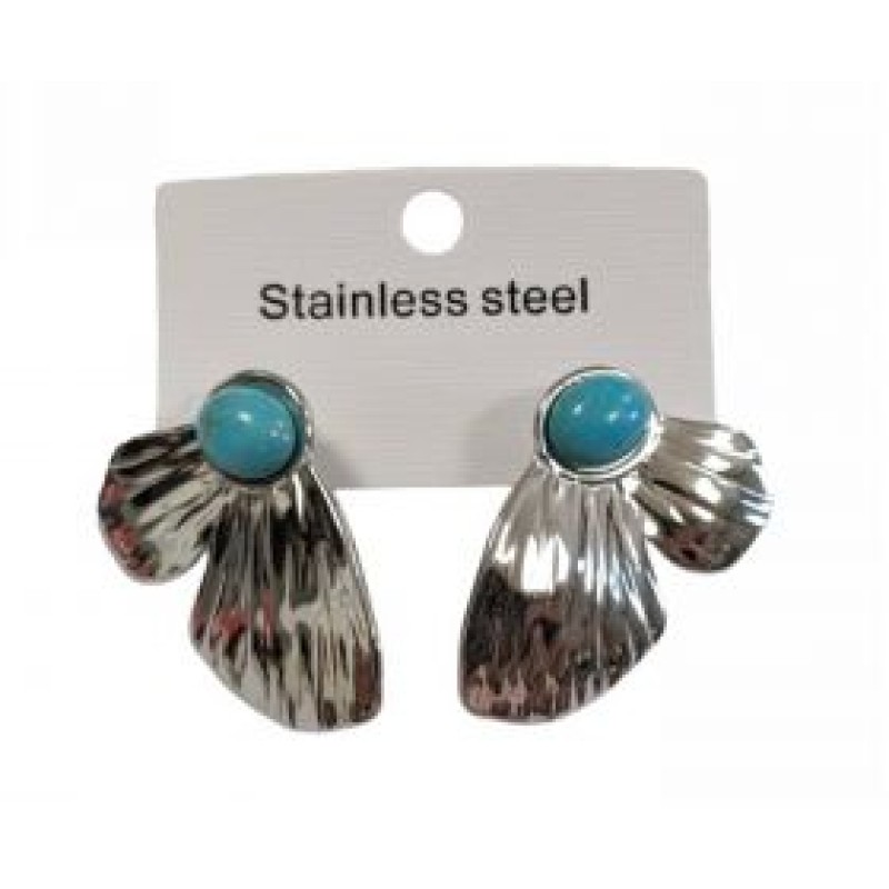 Kostibas 3013-709AT, Σκουλαρίκια, Ατσάλι, Ασημί/Τιρκουάζ