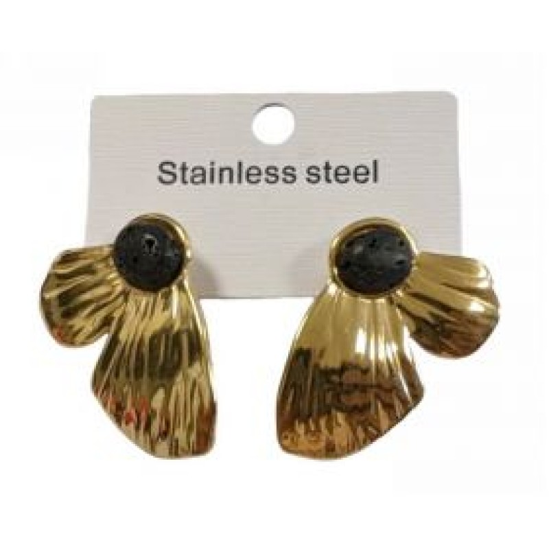 Kostibas 3013-709XA, Σκουλαρίκια, Ατσάλι, Χρυσό/Μαύρο