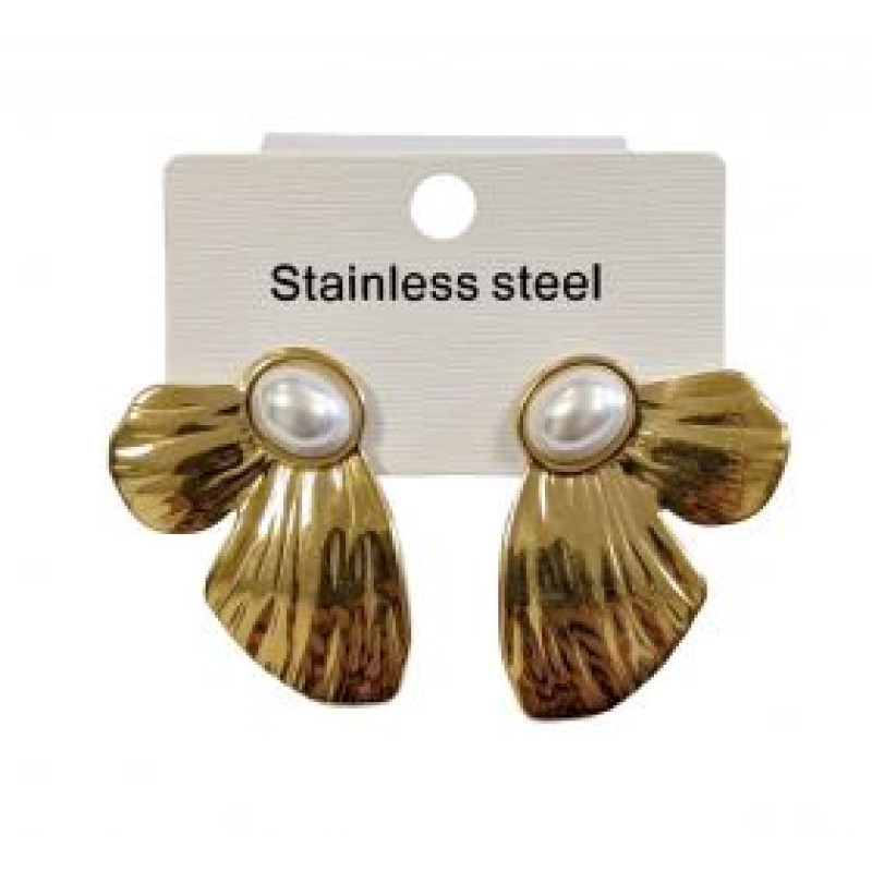 Kostibas 3013-709XP, Σκουλαρίκια, Ατσάλι, Χρυσό/Λευκό