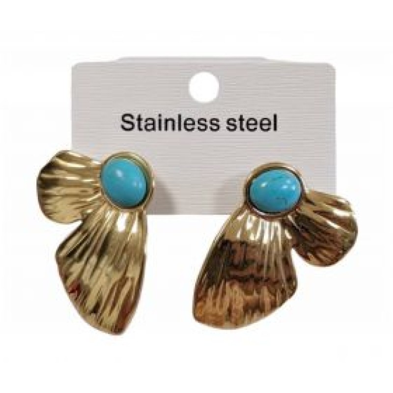 Kostibas 3013-709XT, Σκουλαρίκια, Ατσάλι, Χρυσό/Τιρκουάζ