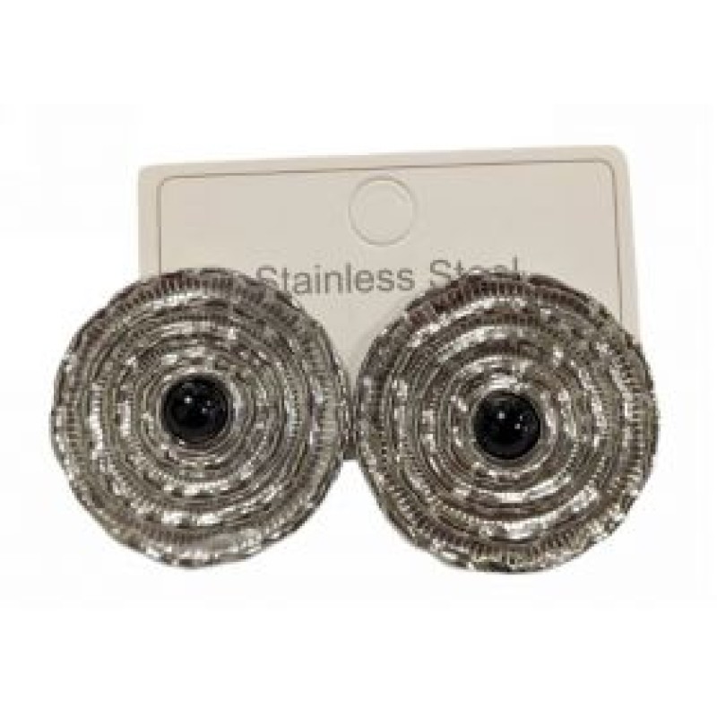 Kostibas 3013-715AM, Σκουλαρίκια, Ατσάλι, Ασημί/Μαύρο