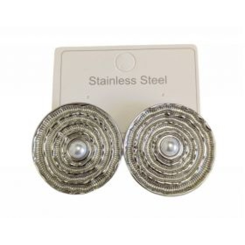 Kostibas 3013-715AP, Σκουλαρίκια, Ατσάλι, Ασημί/Λευκό