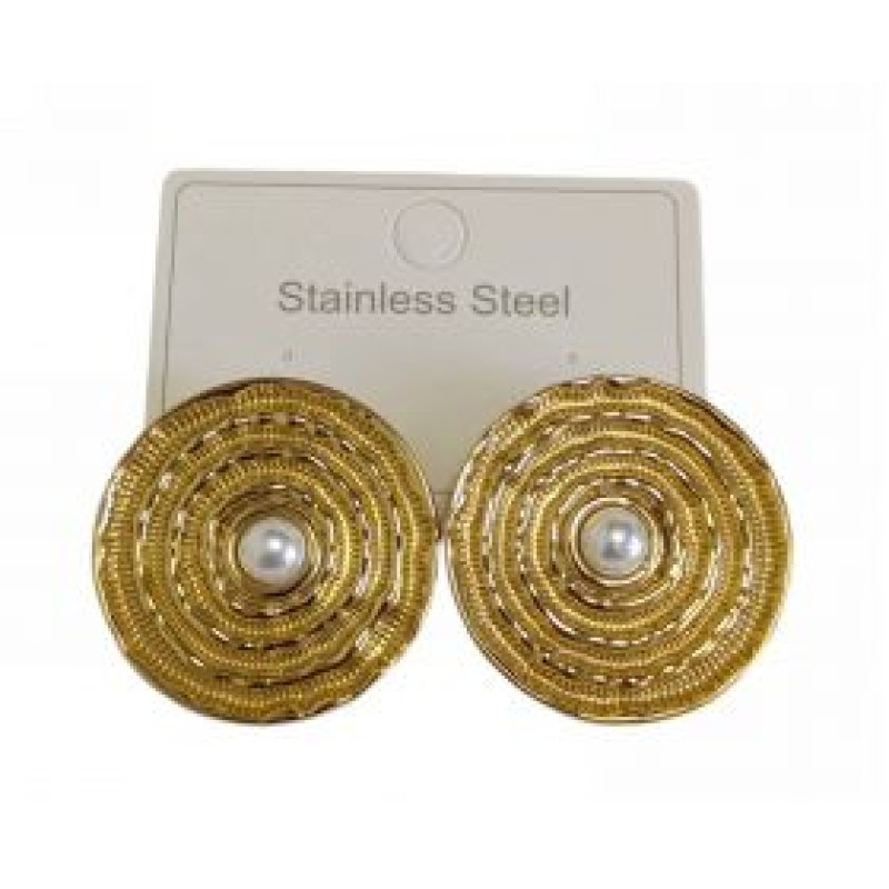 Kostibas 3013-715XP, Σκουλαρίκια, Ατσάλι, Χρυσό/Λευκό