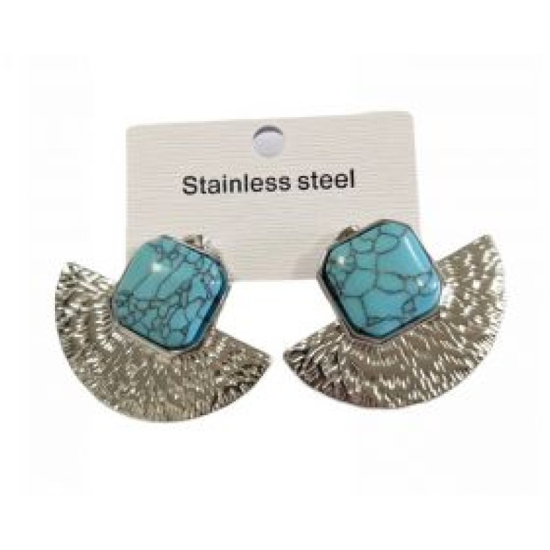 Kostibas 3013-718AD, Σκουλαρίκια, Ατσάλι, Ασημί/Τιρκουάζ