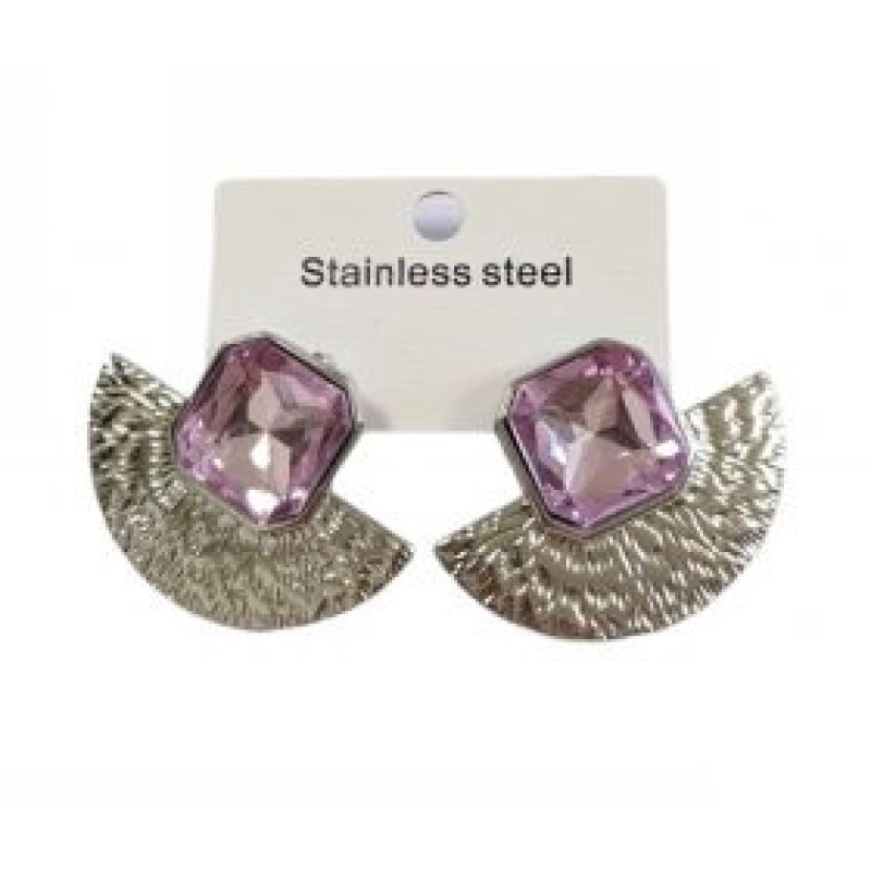 Kostibas 3013-718AJ, Σκουλαρίκια, Ατσάλι, Ασημί/Μωβ