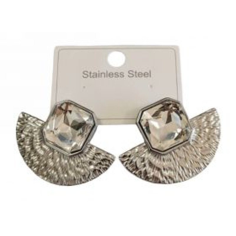 Kostibas 3013-718AL, Σκουλαρίκια, Ατσάλι, Ασημί/Λευκό