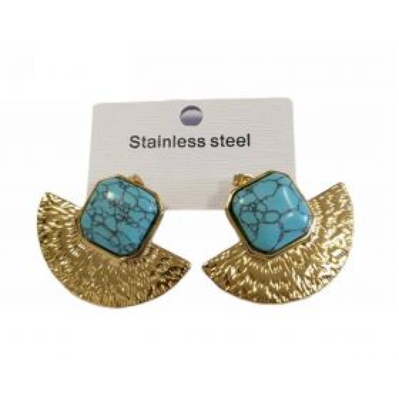 Kostibas 3013-718XD, Σκουλαρίκια, Ατσάλι, Χρυσό/Τιρκουάζ