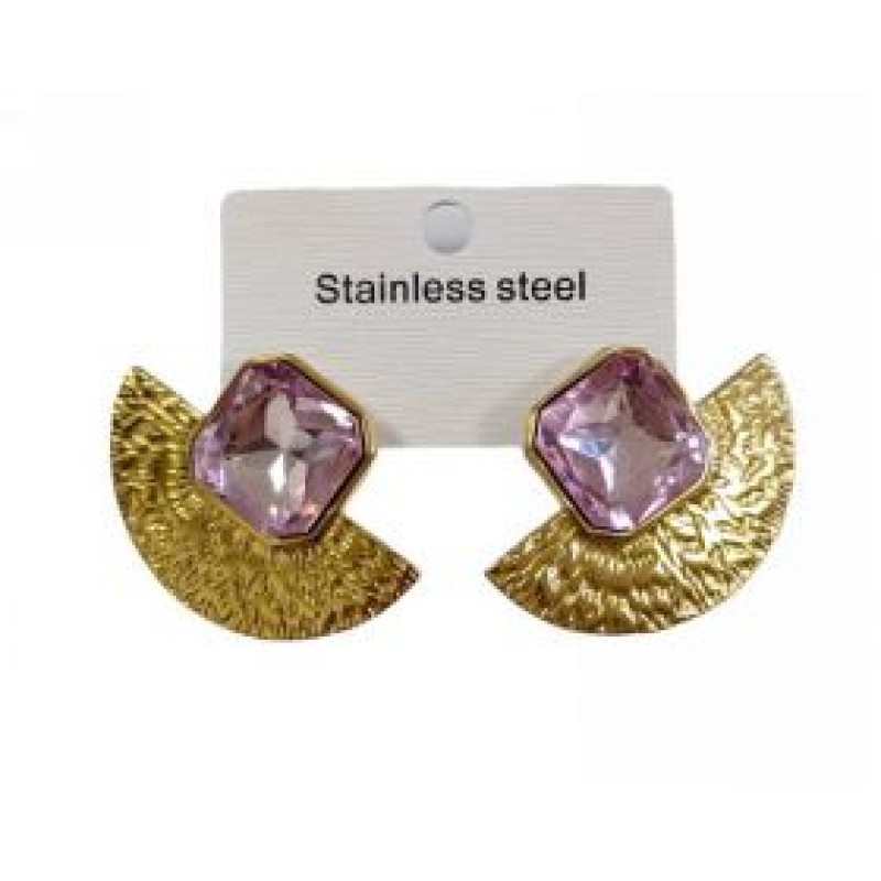 Kostibas 3013-718XJ, Σκουλαρίκια, Ατσάλι, Χρυσό/Μωβ