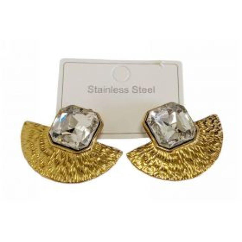 Kostibas 3013-718XL Σκουλαρίκια, Ατσάλι, Χρυσό/Λευκό