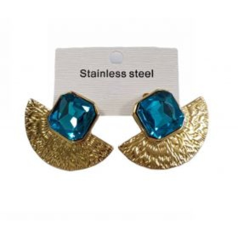 Kostibas 3013-718XT, Σκουλαρίκια, Ατσάλι, Χρυσό/Τιρκουάζ