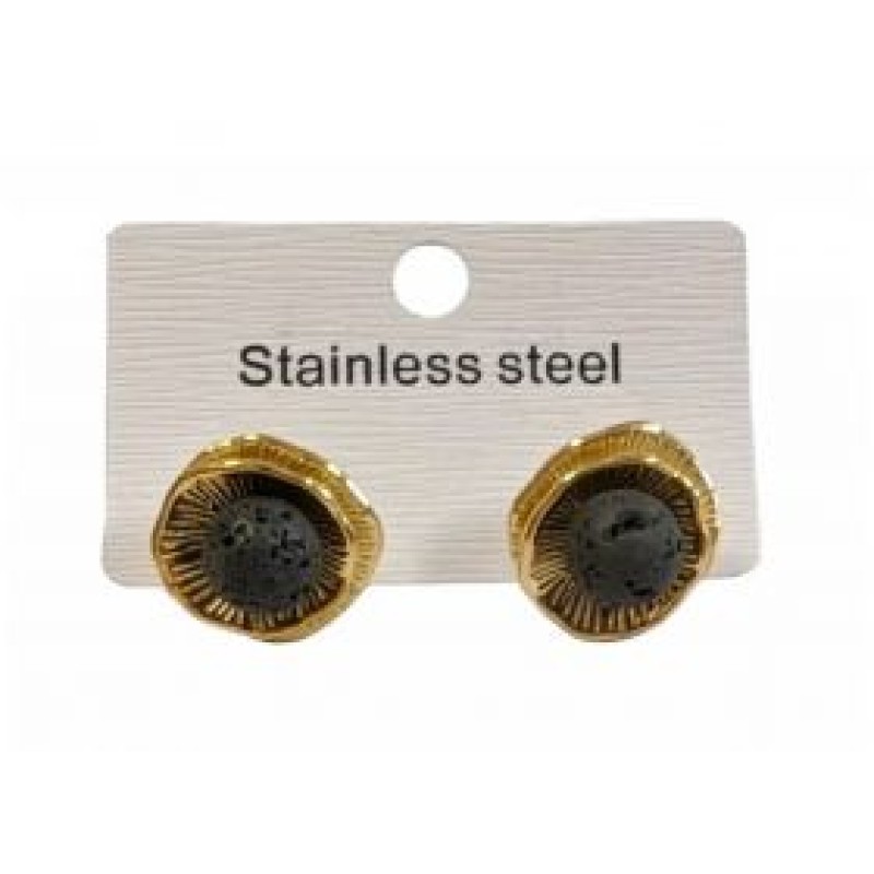 Kostibas 3013-721XA, Σκουλαρίκια, Ατσάλι, Χρυσό/Μαύρο