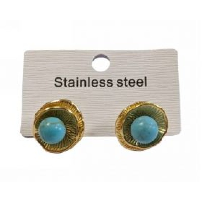 Kostibas 3013-721XD, Σκουλαρίκια, Ατσάλι, Χρυσό/Τιρκουάζ