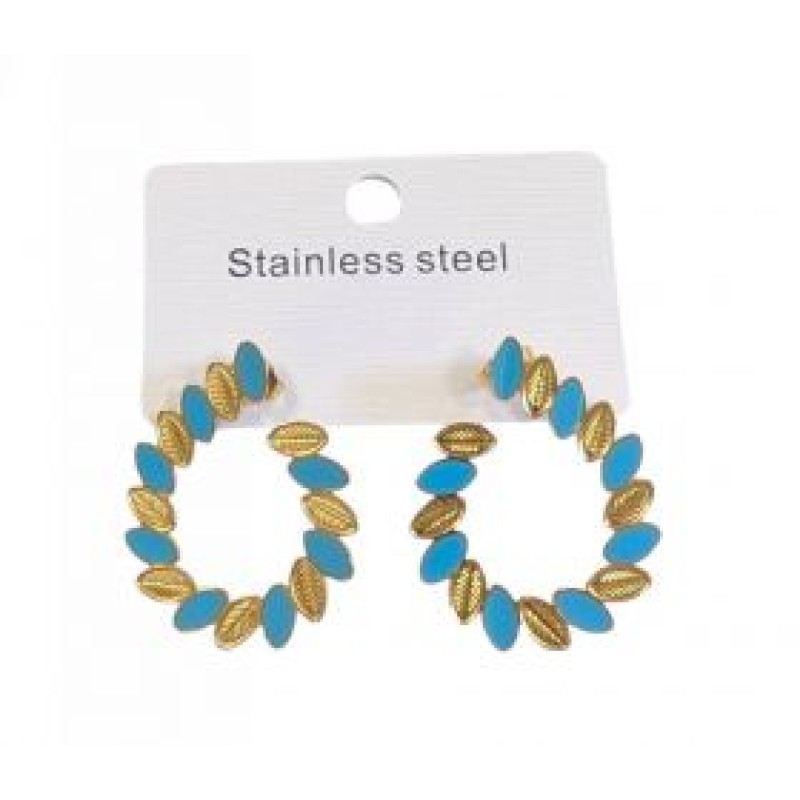 Kostibas 3013-767X, Σκουλαρίκια, Ατσάλι, Χρυσό/Τιρκουάζ