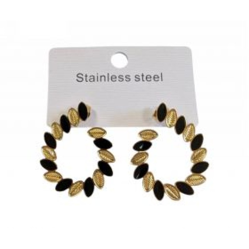Kostibas 3013-768X, Σκουλαρίκια, Ατσάλι, Χρυσό/Μαύρο