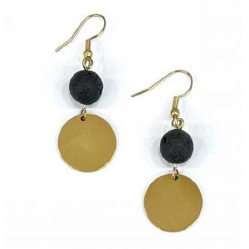 Kostibas 3013-853XA, Σκουλαρίκια, Ατσάλι, Χρυσό/Μαύρο