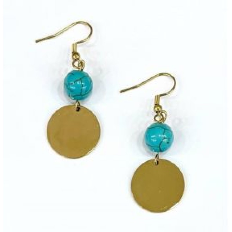 Kostibas 3013-853XD, Σκουλαρίκια, Ατσάλι, Χρυσό/Τιρκουάζ