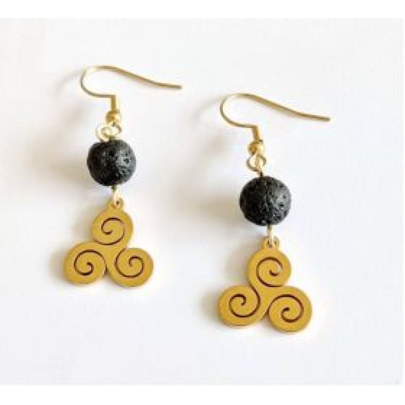 Kostibas 3013-934XA, Σκουλαρίκια, Ατσάλι, Χρυσό/Μαύρο