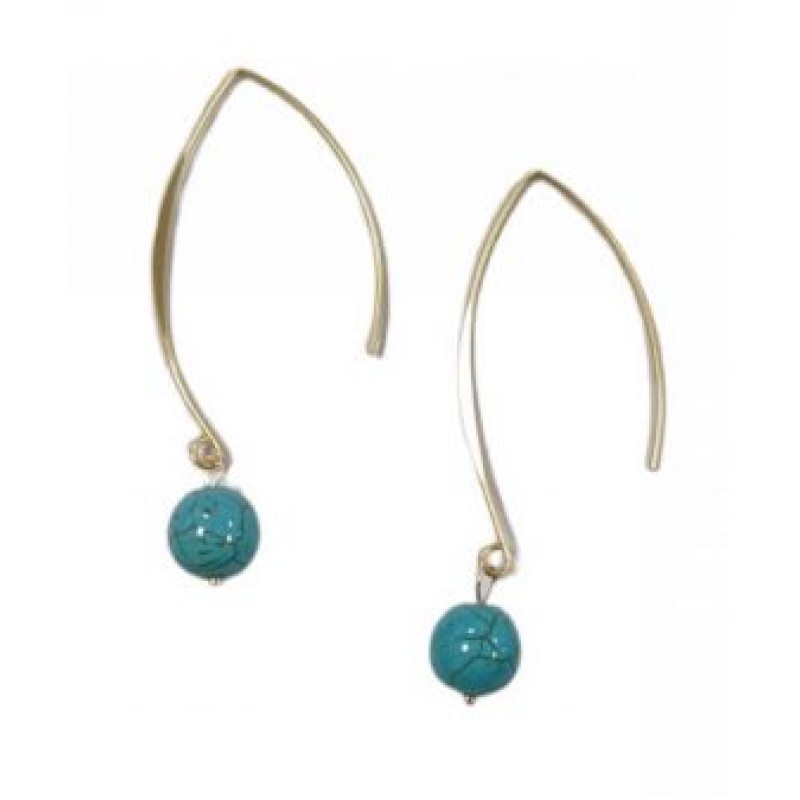 Kostibas 3014-752XC, Σκουλαρίκια, Πέτρα, Χρυσό/Τιρκουάζ