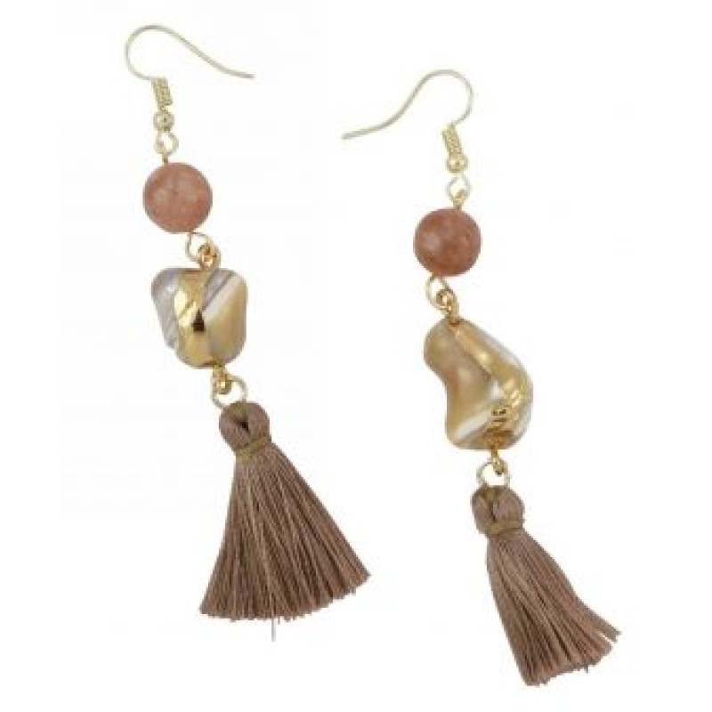 Kostibas 3015-801XE, Σκουλαρίκια, Πέτρα, Χρυσό/Εκρού