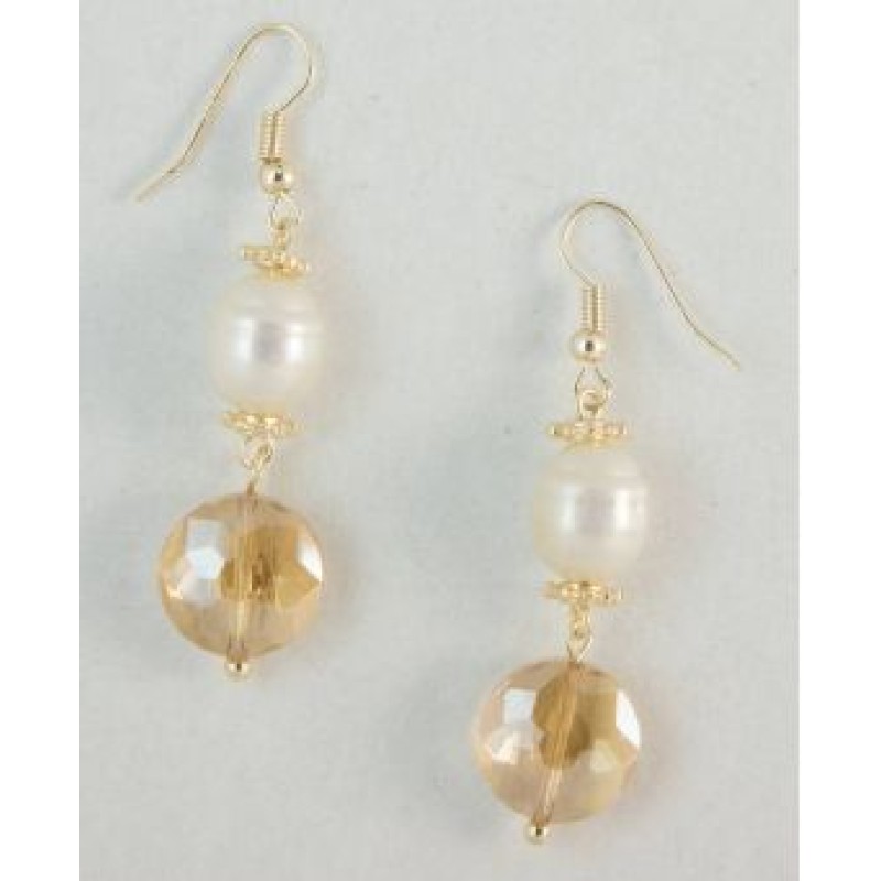 Kostibas 3028-832KL, Σκουλαρίκια, Γυαλί, CCB, ΤΕ, Χρυσό/Λευκό