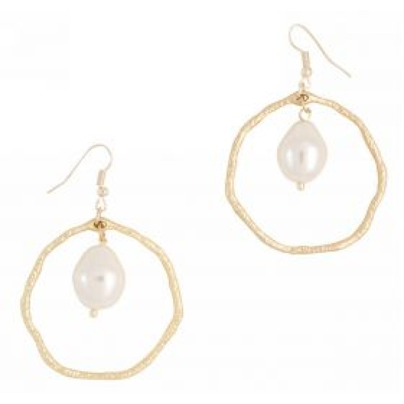 Kostibas 3015-835XL, Σκουλαρίκια, Ατσάλι, Κοχύλι, Χρυσό/Λευκό