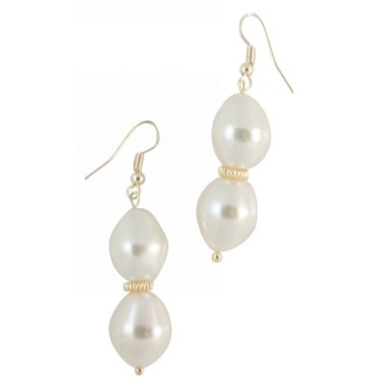 Kostibas 3015-839, Σκουλαρίκια, Κοχύλι, Χρυσό/Λευκό