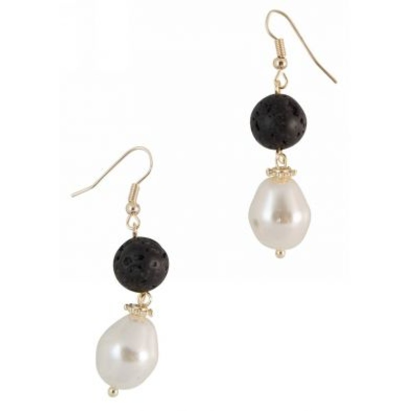 Kostibas 3015-880XA, Σκουλαρίκια, Κοχύλι, Χρυσό/Μαύρο