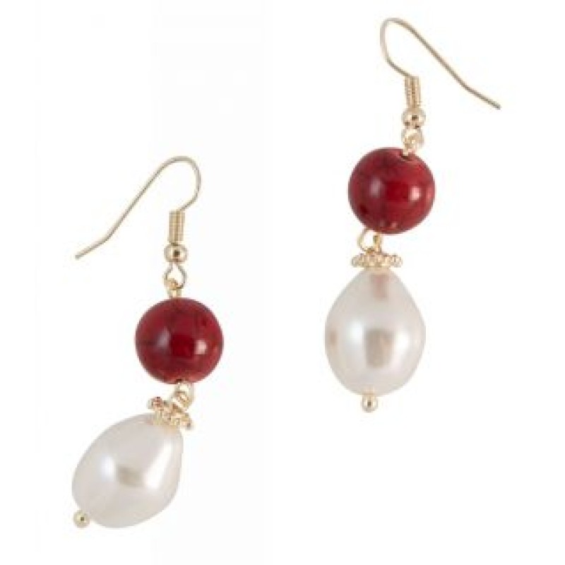 Kostibas 3015-880XE, Σκουλαρίκια, Κοχύλι, Χρυσό/Κόκκινο