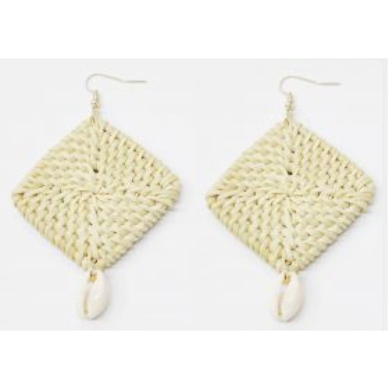 Kostibas 3018-822E, Σκουλαρίκια, Ψάθα, Εκρού